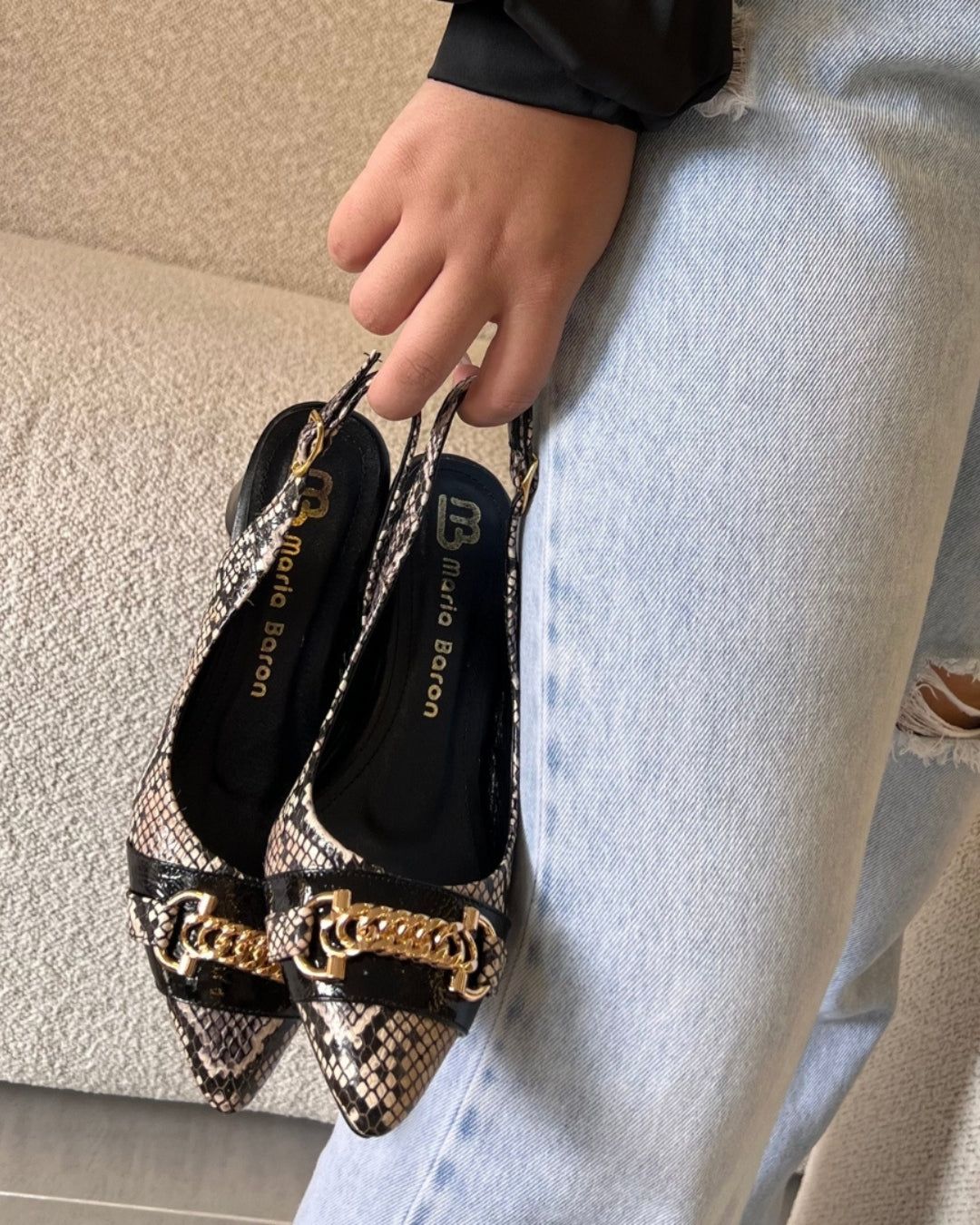 STILETTO MARBEL NEW 2025 STORE - CUERO SERPIENTE * CHAROL NEGRO