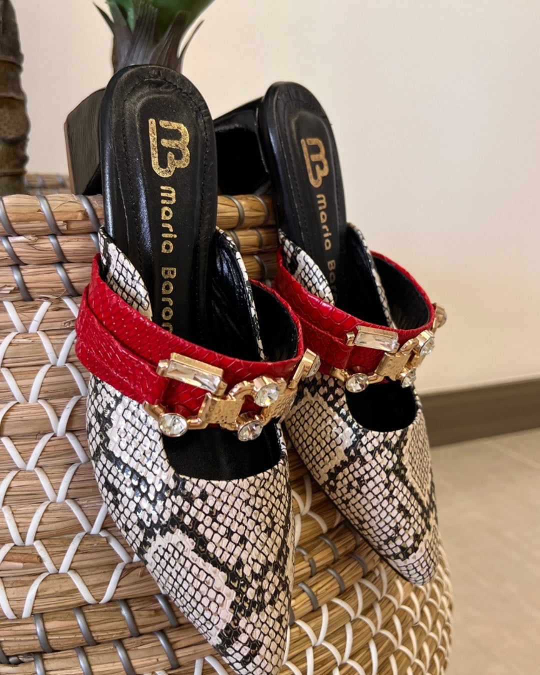 STILETTO CAMILA NEW 2025 STORE - CUERO SERPIENTE * ROJO
