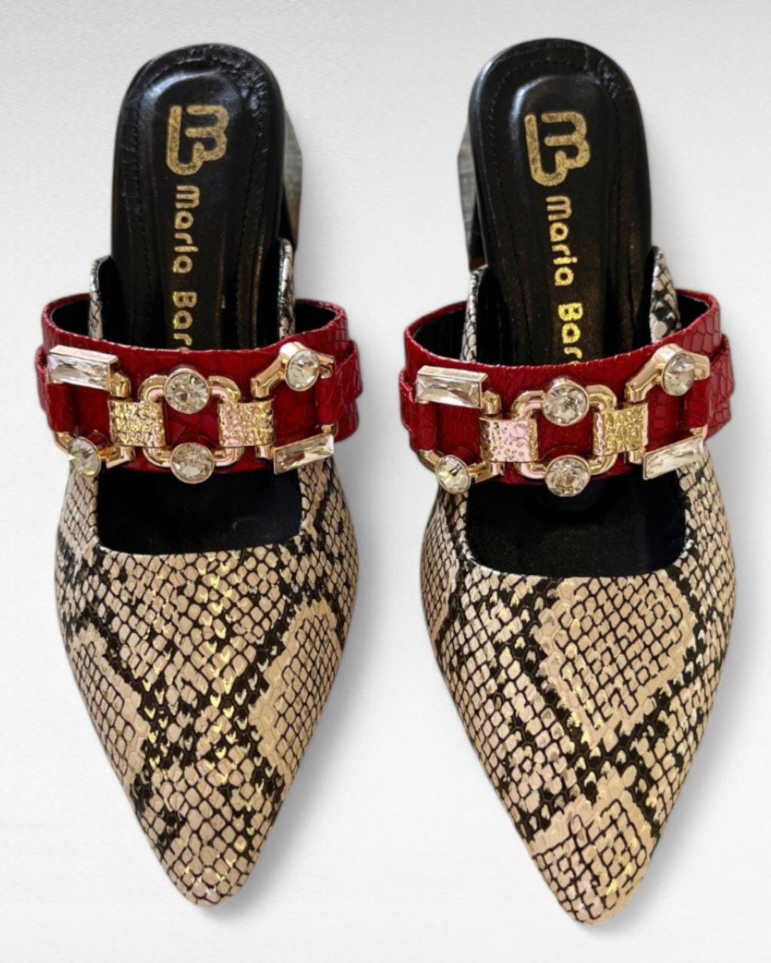 STILETTO CAMILA NEW 2025 STORE - CUERO SERPIENTE * ROJO