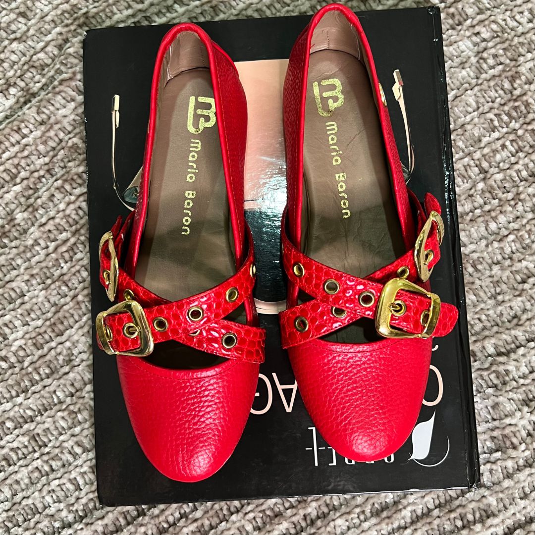 BALETA PENELOPE - CUERO ROJO