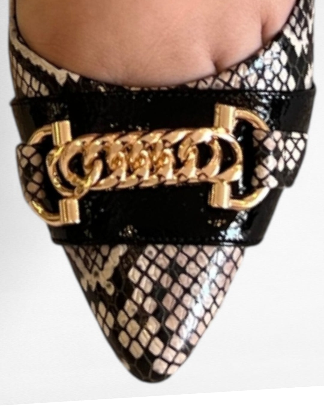 STILETTO MARBEL NEW 2025 STORE - CUERO SERPIENTE * CHAROL NEGRO