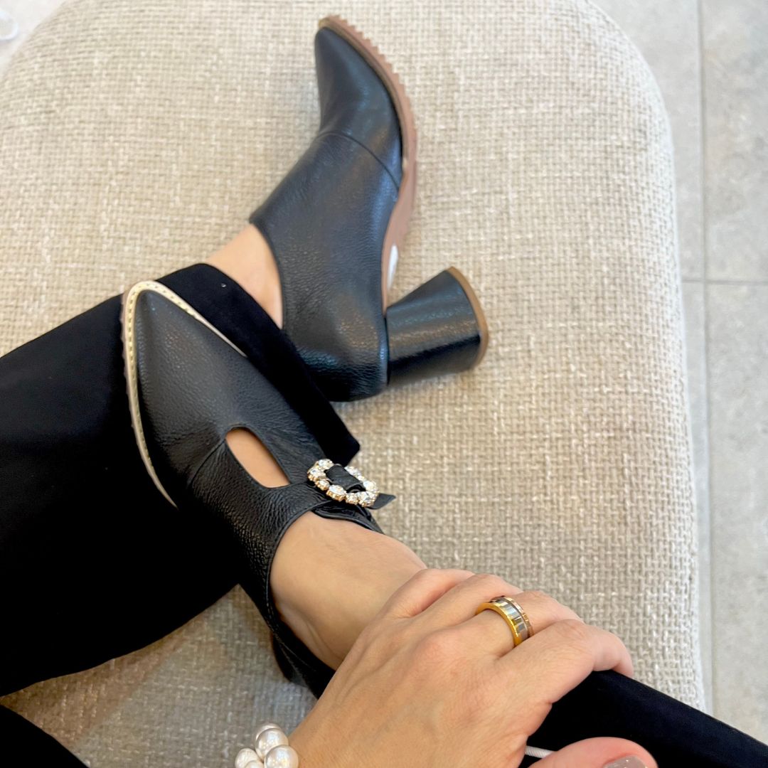 BOTA SOPHIA CAÑA BAJA 5.5 STORE - CUERO NEGRO