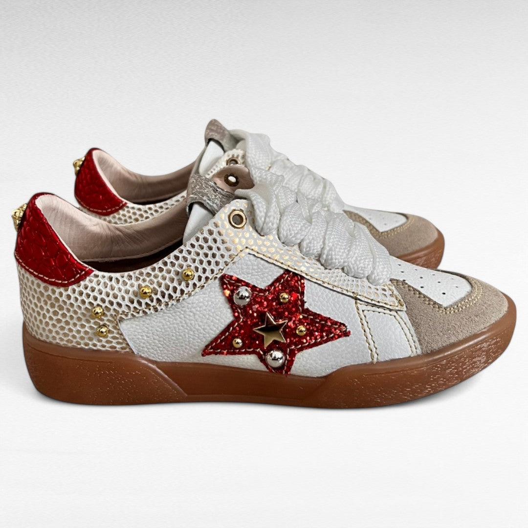 TENNIS MARA STORE NEW 2025 TAUPE Y BLANCO * ROJO