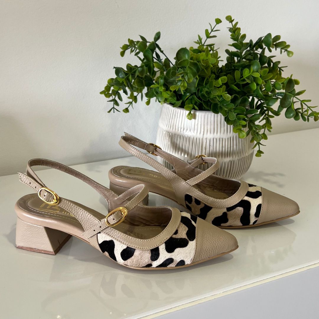 STILETTO CHANEL PRINT 3.5 - CUERO TAUPE * PRINT STORE