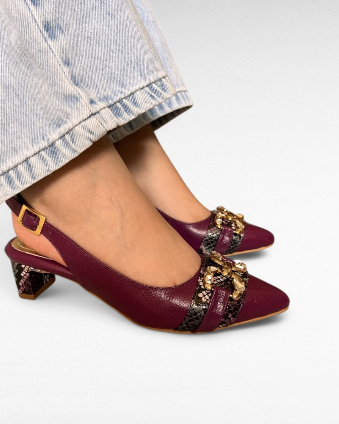 STILETTO FIONA NEW 2025 STORE - CUERO CUERO TAUPE Y UVA * PRINT