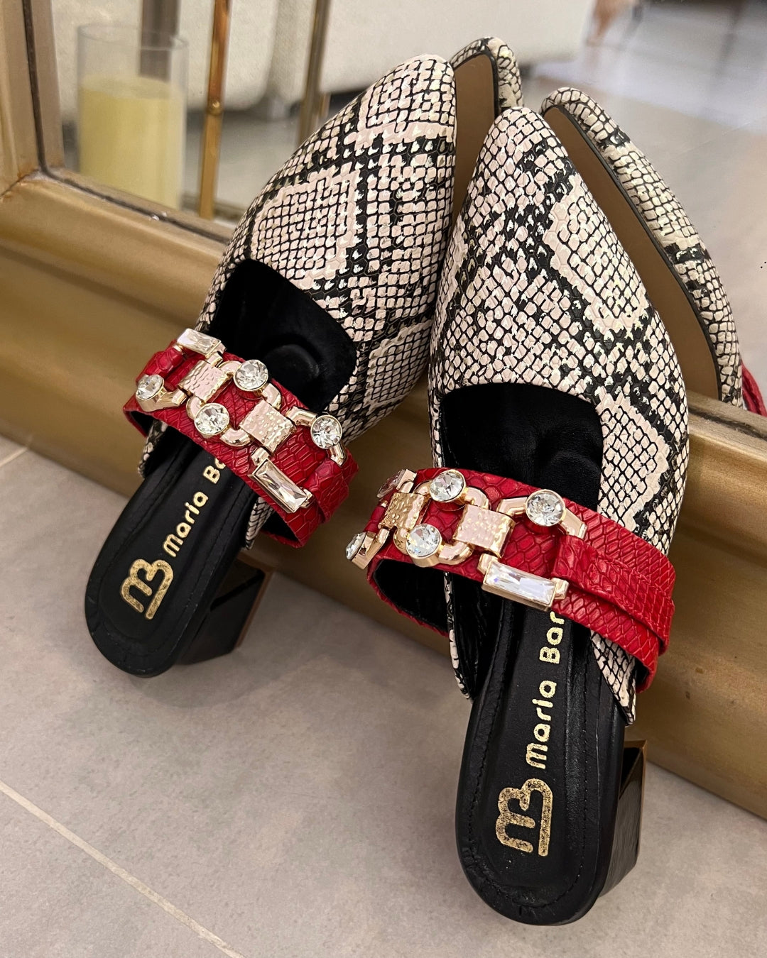 STILETTO CAMILA NEW 2025 STORE - CUERO SERPIENTE * ROJO