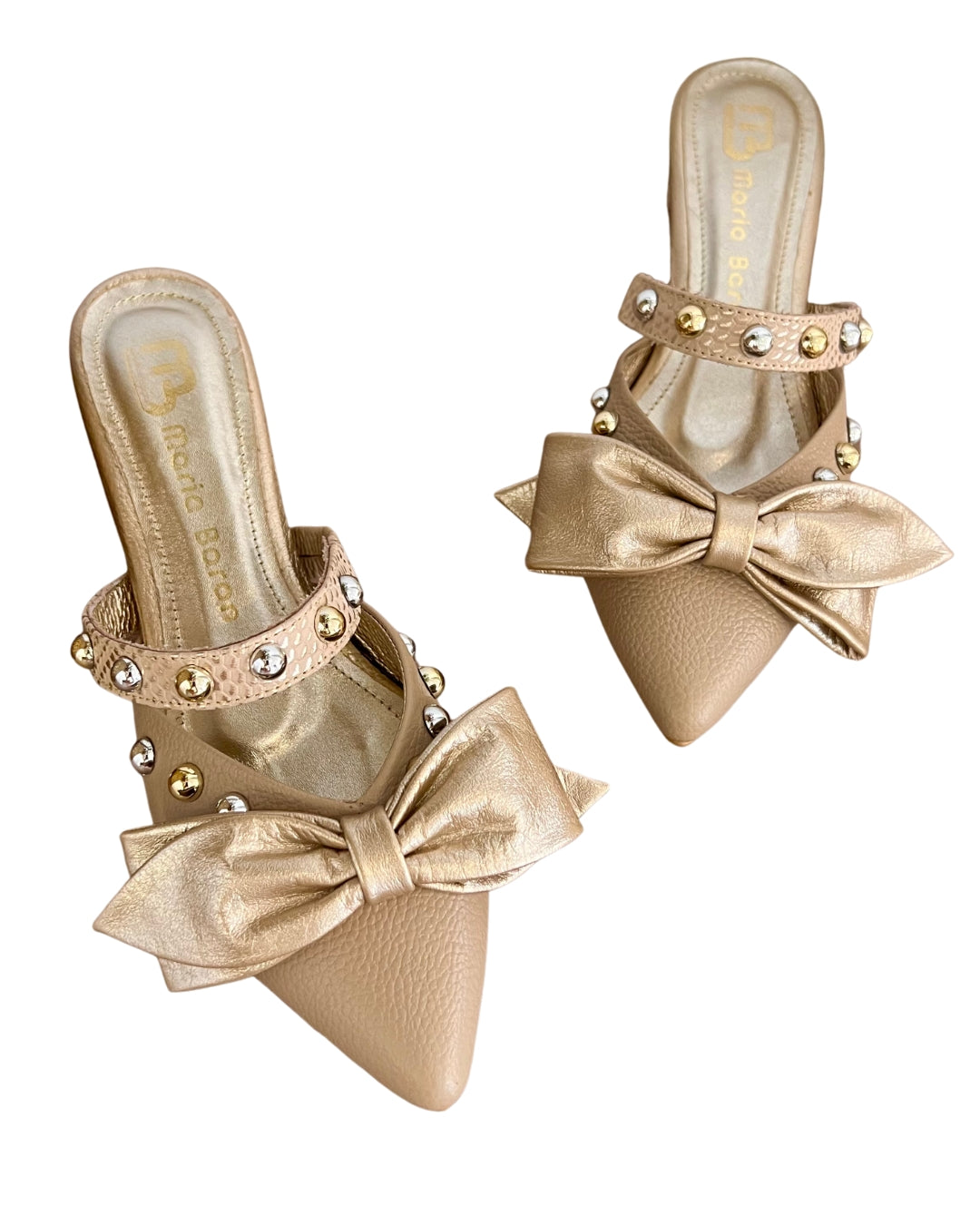 STILETTO EDNA NEW 2025 STORE - CUERO TAUPE * DORADO
