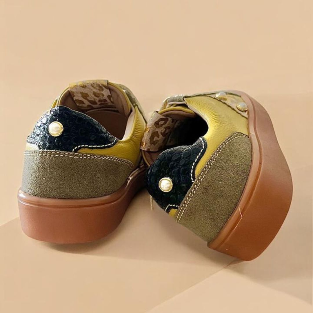 TENNIS ALAIA STORE CUERO MOSTAZA X VERDE