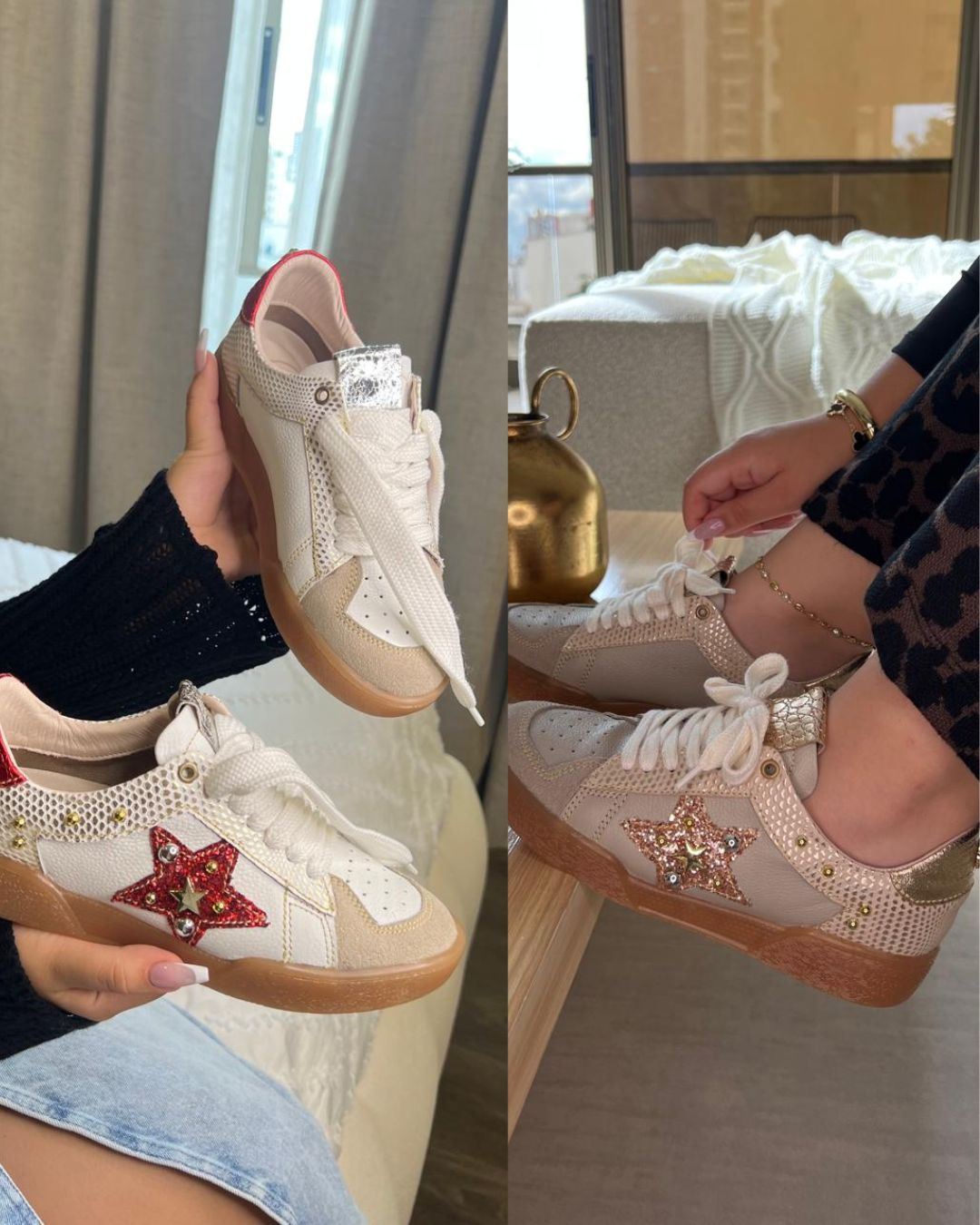 TENNIS MARA STORE NEW 2025 TAUPE Y BLANCO * ROJO