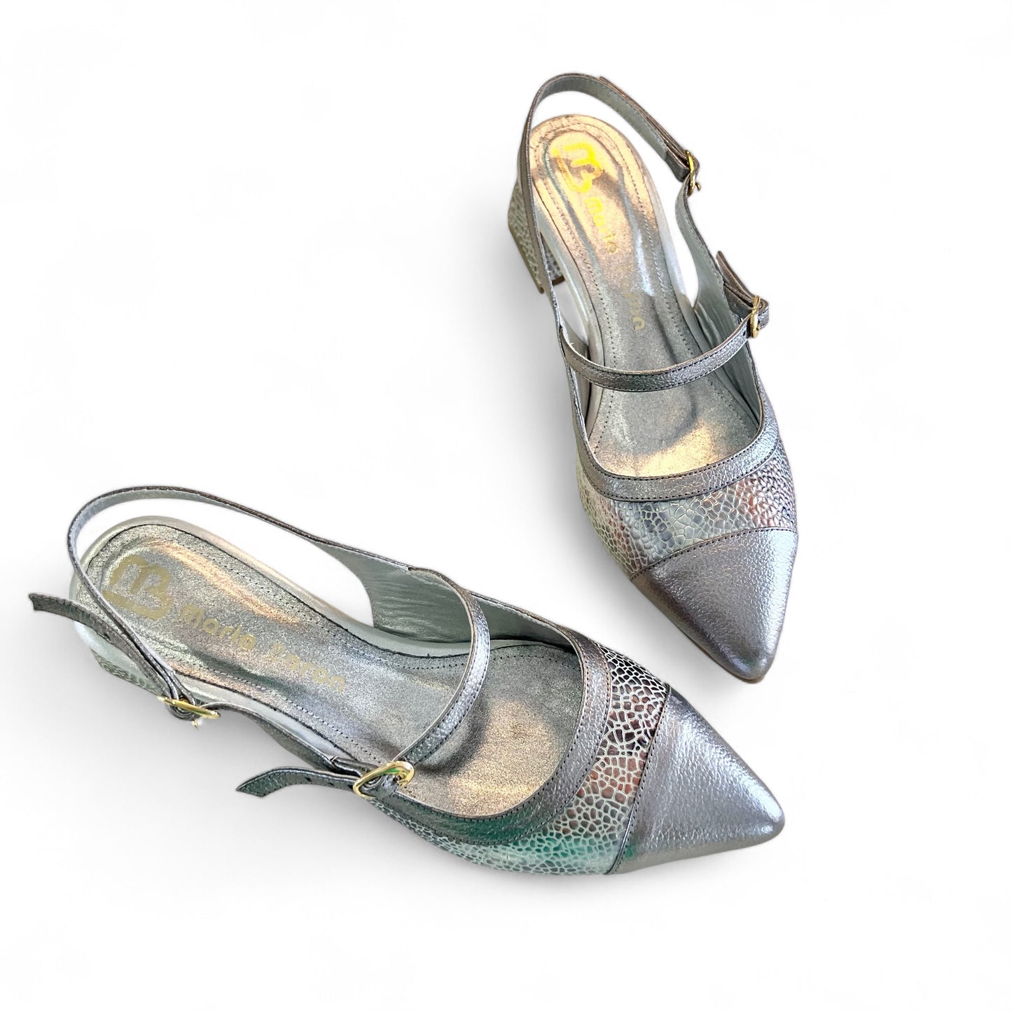 STILETTO SOFIA STORE 3.5 - CUERO PLATEADO