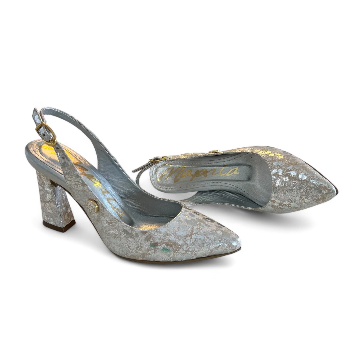 STILETTO KATY 7.5 - CUERO FOLIA PLATA