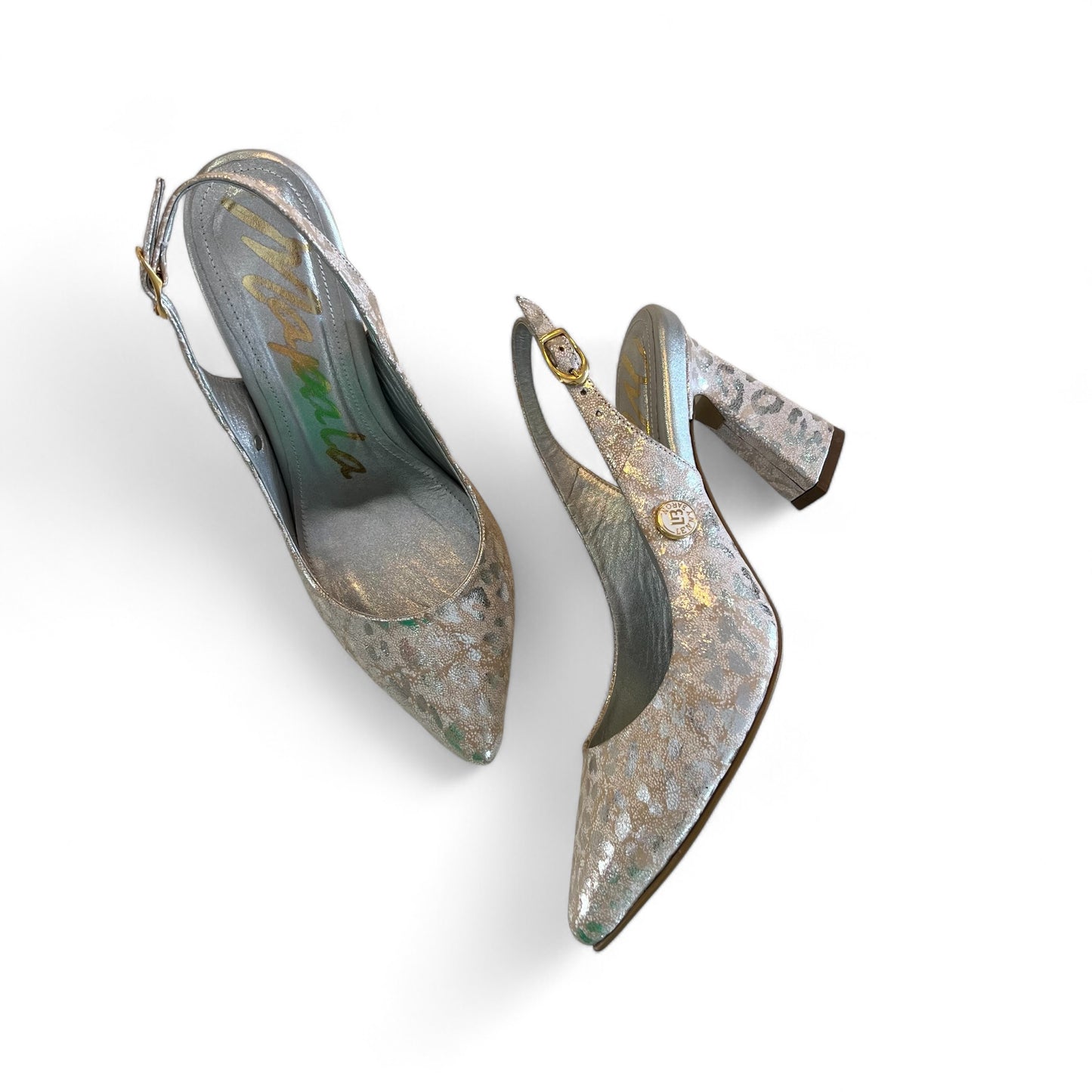 STILETTO KATY 7.5 - CUERO FOLIA PLATA