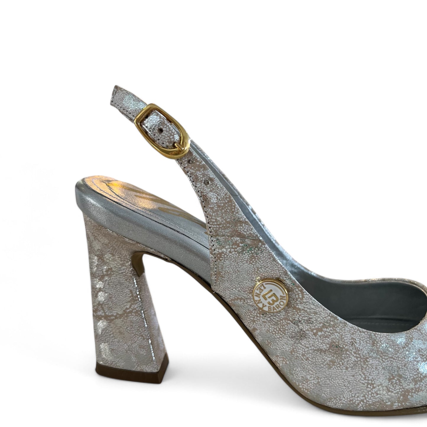 STILETTO KATY 7.5 - CUERO FOLIA PLATA