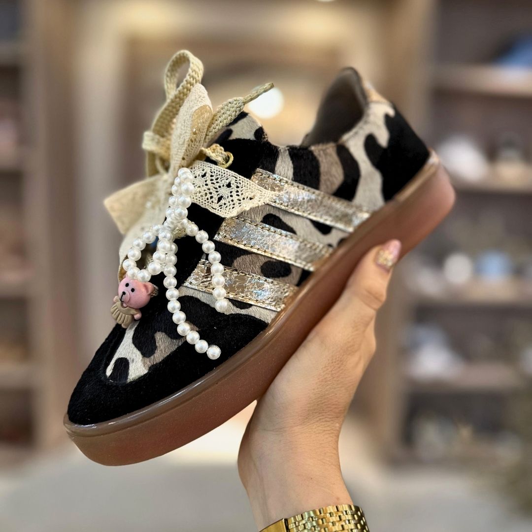 TENNIS SAMY STORE - CUERO NEGRO X ANIMAL PRINT