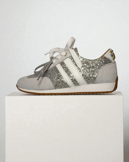 TENNIS ALANA STORE - NEW 2025 - CUERO CARNAZA * GLITTER PLATA Y ORO