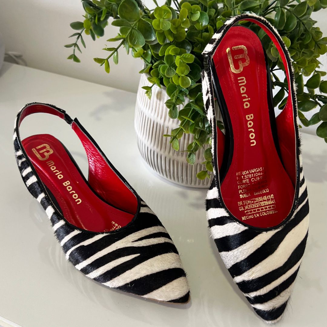 STILETTO VALENTINA STORE 3.5 - CUERO ANIMAL PRINT CEBRA