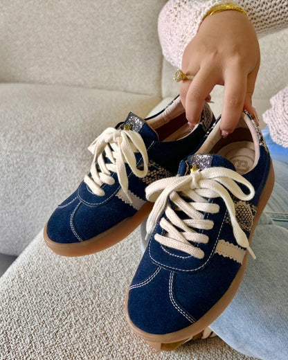 TENNIS VALENTINA AZUL Y MIEL * PRINT - CUERO STORE NEW 2025