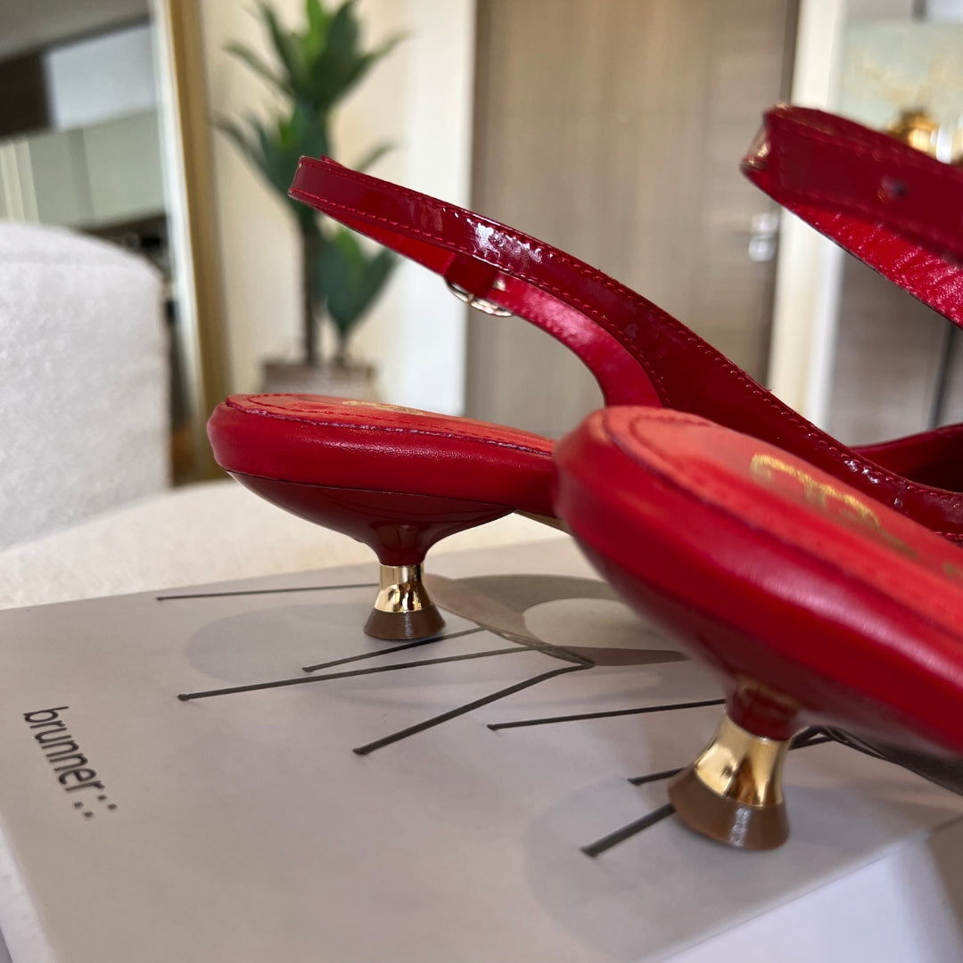 STILETTO MELINA NEW 20025 STORE 3.5 - CUERO CHAROL NEGRO Y ROJO