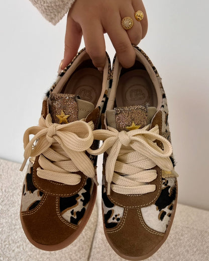 TENNIS VALENTINA AZUL Y MIEL * PRINT - CUERO STORE NEW 2025