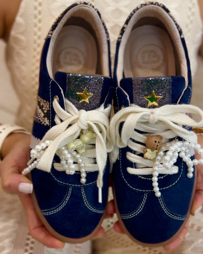 TENNIS VALENTINA AZUL Y MIEL * PRINT - CUERO STORE NEW 2025