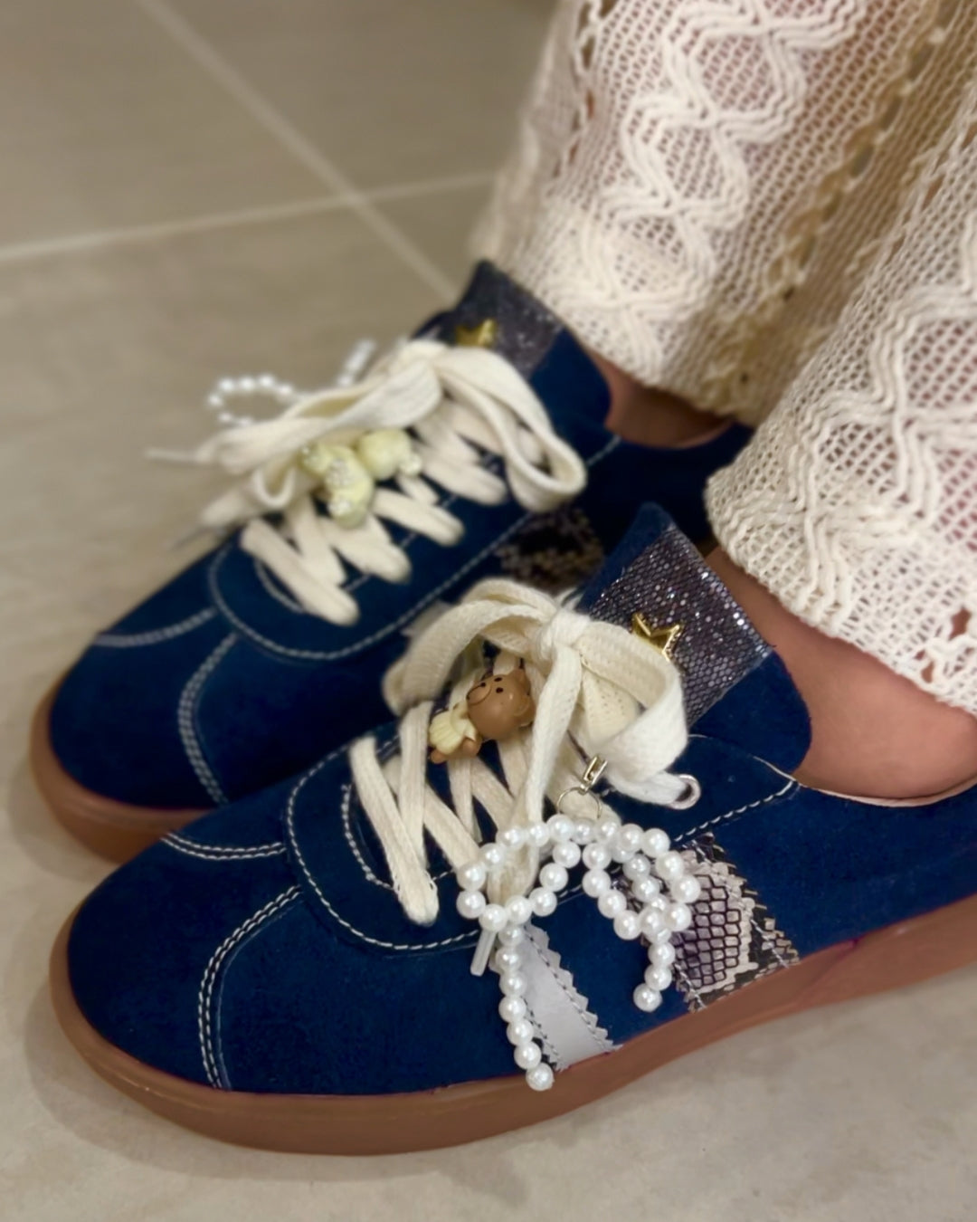 TENNIS VALENTINA AZUL Y MIEL * PRINT - CUERO STORE NEW 2025