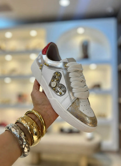 TENNIS LOVE STORE - CUERO BLANCO * PLATA Y TAUPE * BRONCE