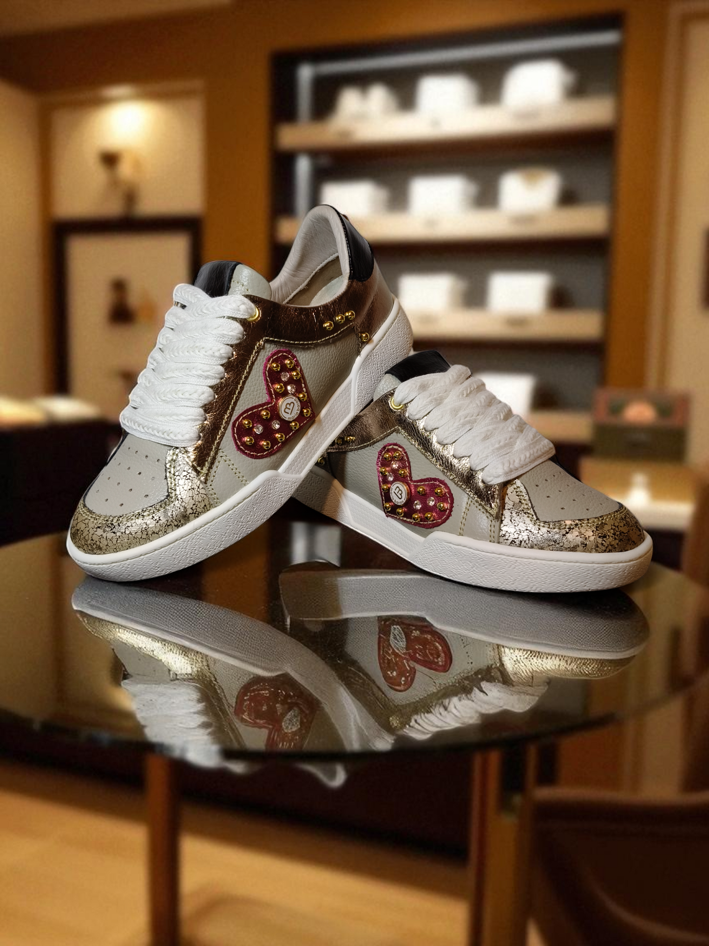 TENNIS LOVE STORE - CUERO BLANCO * PLATA Y TAUPE * BRONCE