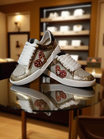 TENNIS LOVE STORE - CUERO BLANCO * PLATA Y TAUPE * BRONCE