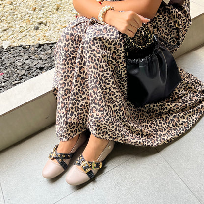 BALETA PENELOPE - CUERO TAUPE * NEGRO