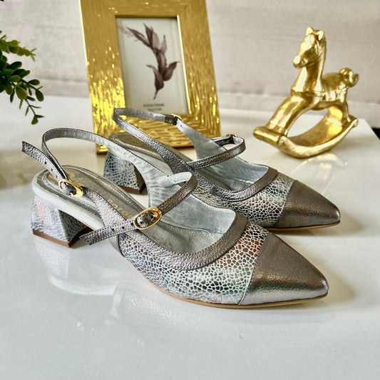 STILETTO  SOFIA STORE 3.5 - CUERO PLATEADO